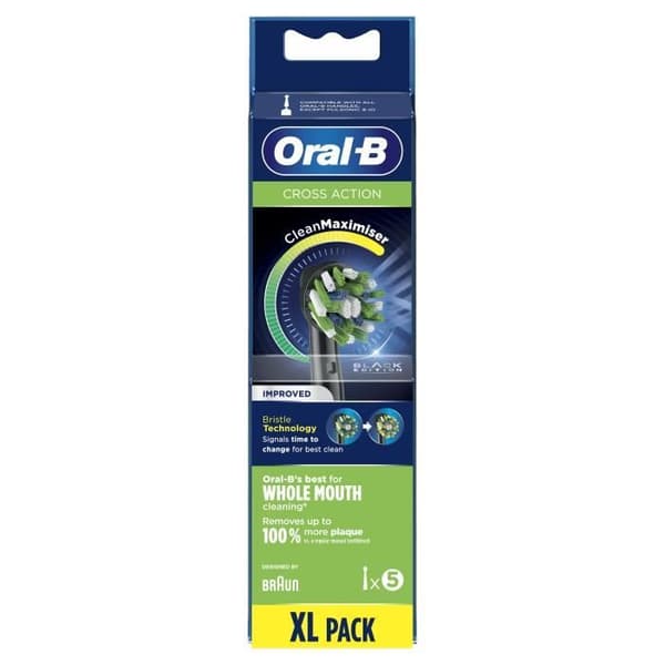 Oral-B CrossAction borsthuvud med CleanMaximiser, svart, 5