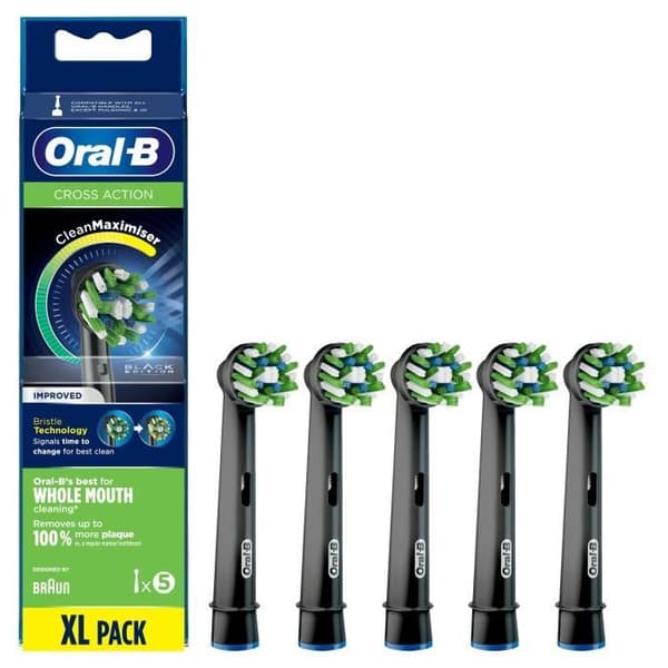 Oral-B CrossAction borsthuvud med CleanMaximiser, svart, 5