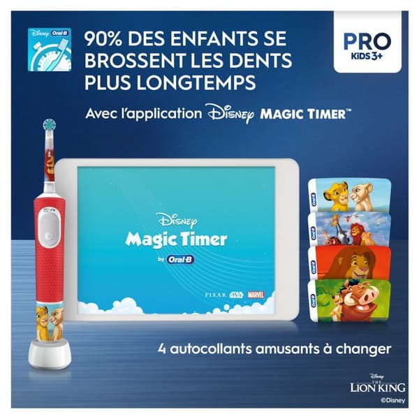 Elaborerborste - Oral-B - Vitality Pro 103 - Lejonkungen - 2 lägen - För barn från 3 år och uppåt