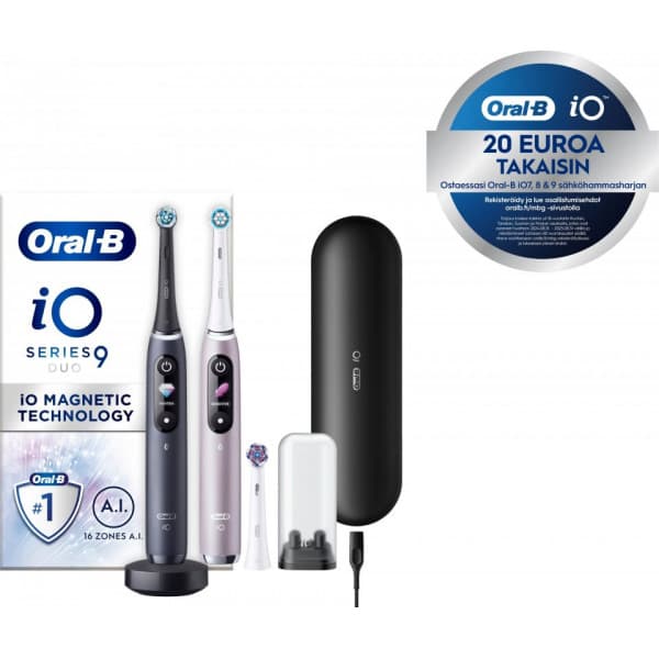Oral-B iO Series 9 elektriske tandbørster, sort & rosé