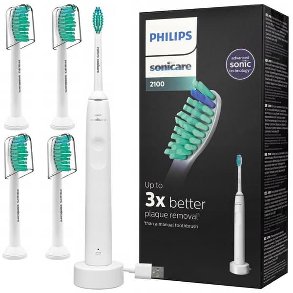 Philips HX3651/13 vit tandborste + 4 original Philips Proresult tandborstspetsar