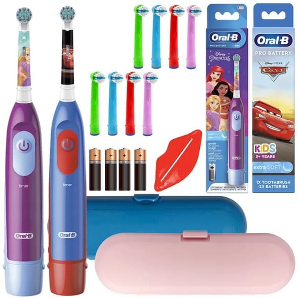 Braun Oral-B Advanced Auta + Princesses tandborste + 8 ersättningstandborstspetsar + 2 fodral