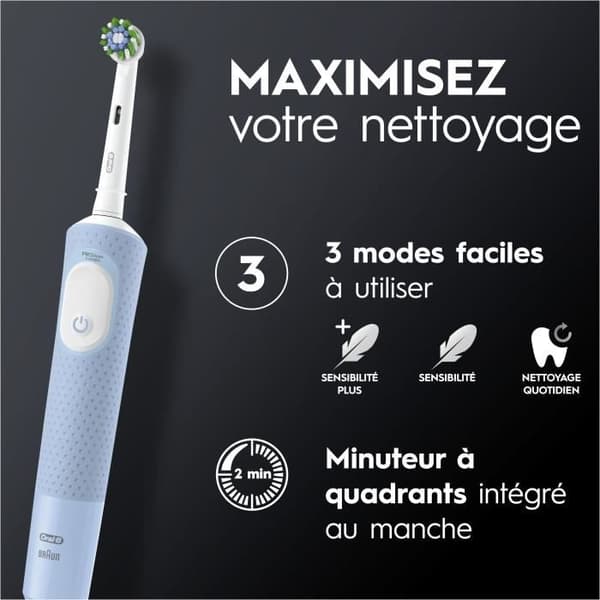 ORAL-B Vitality Pro elektrisk tandborste - Blå - 3 borstlägen - Borsthuvud ingår