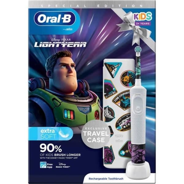 Oral-B Vitality D100.413 Kids Lightyear D100.413.2K eltandborste för barn roterande/oscillerande vit, V