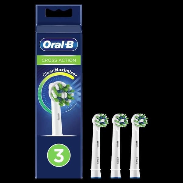ORAL-B CrossAction borsthuvud - CleanMaximiser Technology - Paket med 3