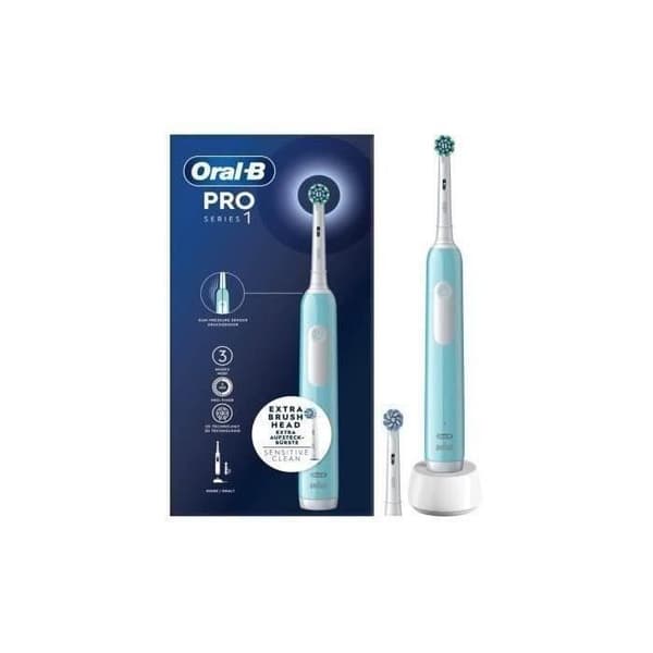 Oral B PRO 1 BLUE CROSS ACTION eltandborste + 1 BROSSETT