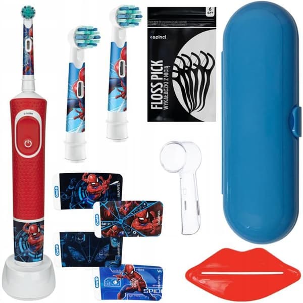Braun Oral-B Vitality 100 Spiderman elektrisk tandborste + 2 Oral-B EB10 Spiderman ersättningshuvuden + fodral