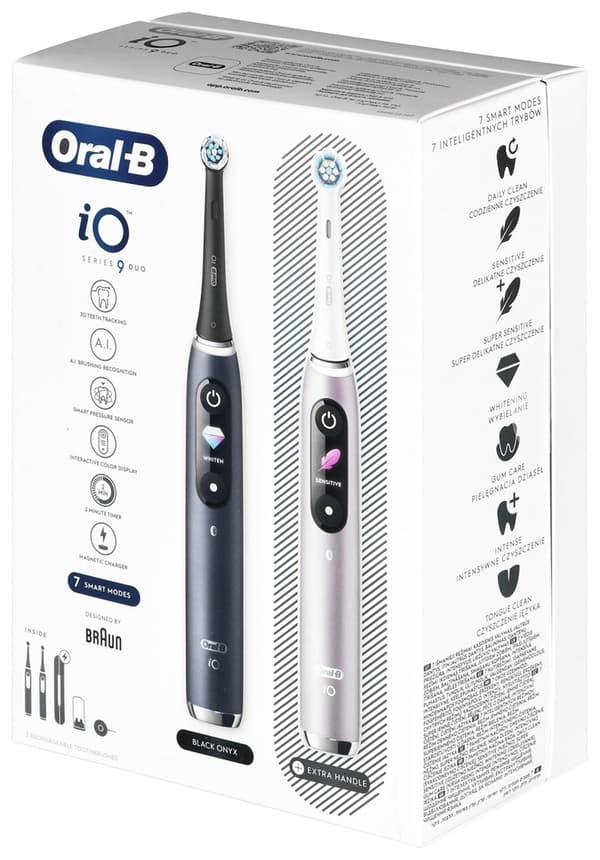 Braun Oral-B szczoteczka elektryczna iO 9N zestaw DUO BLACK ONYX &amp; ROSEKVARTS