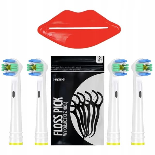 Tandborsthuvuden - Oral-B - 3D - 4 huvuden - Tandkrämpress - 6 tandtrådar