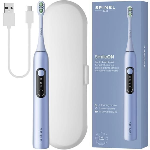 Sonic tandborste - SpinelCare - SmileOn - USB-C - 3 lägen - Blå