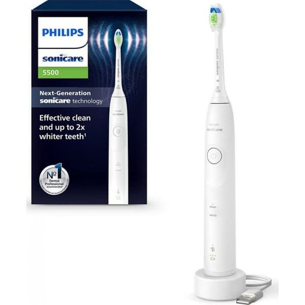Elektrisk tandborste - Philips - HX7110/01 5500-serien - Vithet - 2 lägen - Vit