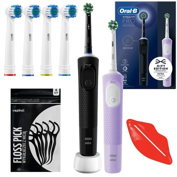 Oral-B Vitality Pro D103 Duo Black/Lilac Violet eltandborste + 4 huvuden