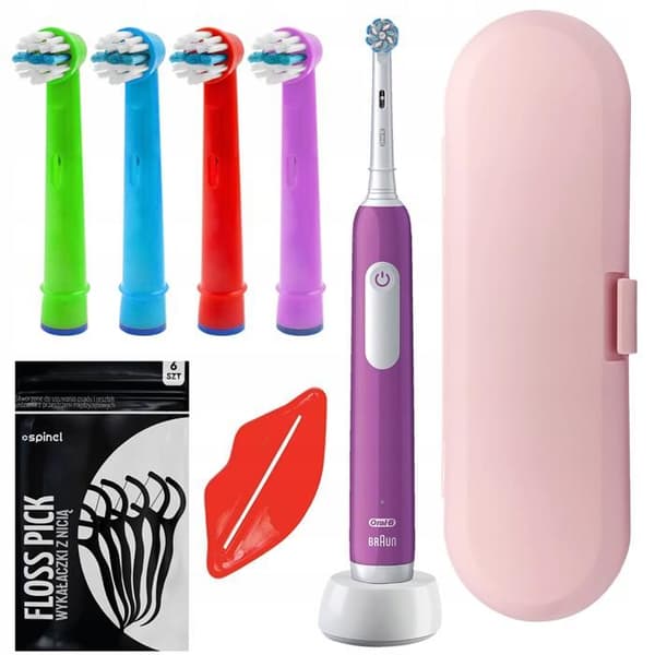 Elektrisk tandborste - Oral-B - Junior Pro - Lila - 4 utbytesspetsar - Resväska