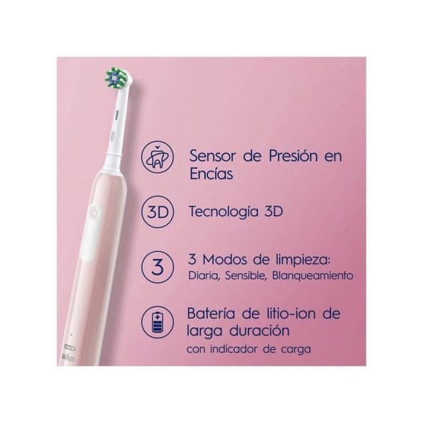 Elektrisk tandborste - Oral-B - Series Pro 1 - Rosa - 3 lägen - Trycksensor
