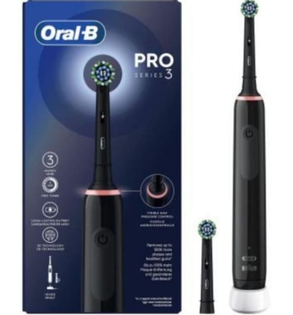 Elektrisk tandborste - Oral-B - Pro 3 3000 - Svart - Timer - Cross Action