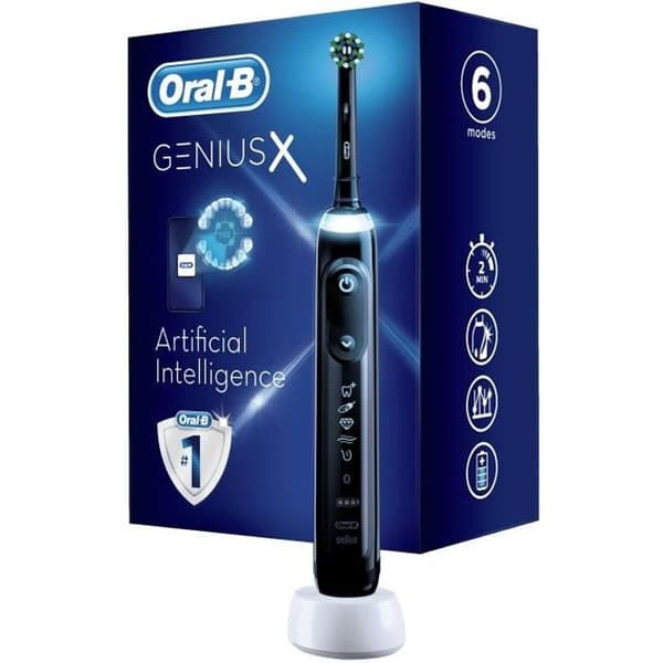 Oral-B Genius X uppladdningsbar elektrisk tandborste - 1 handtag - svart - 1 borsthuvud