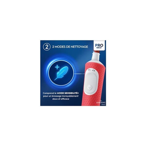 Elektrisk tandborste - Oral-B - Vitality Pro 103 - Lejonkungen - 2 lägen - Uppladdningsbar - Barn