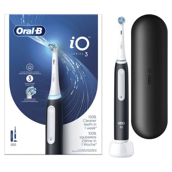 Oral-B iO Series 3 elektrisk tandborste med 3 borstningslägen för tandvård, magnetisk teknik, resväska