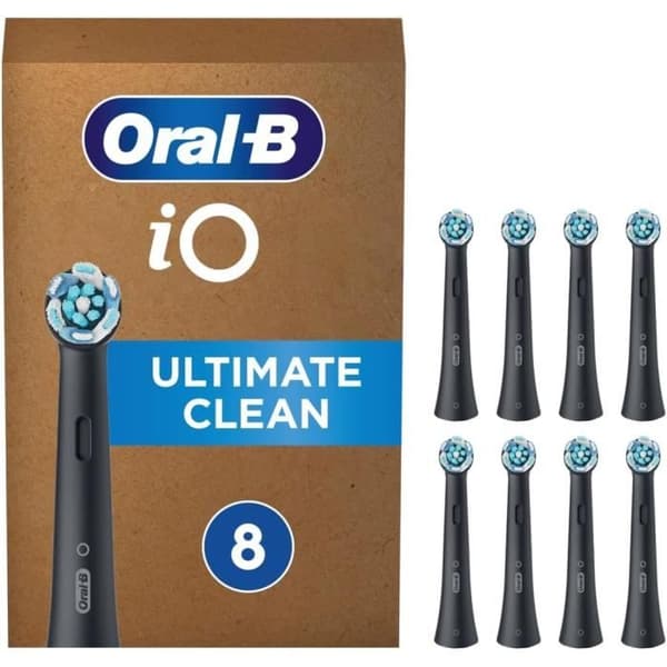 Ersättningsborstar - ORAL-B - iO Ultimate Clean - Paket med 8 - Plackborttagning - Sammanflätade borstar