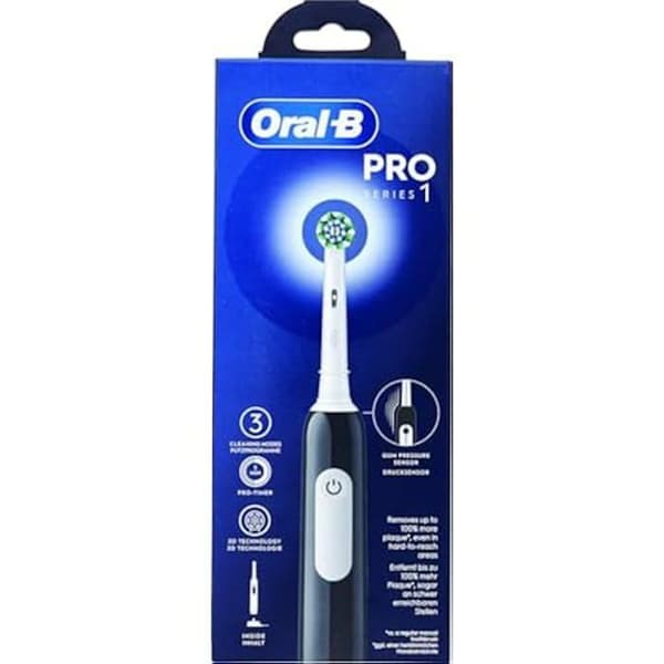 Elektrisk tandborste - ORAL-B - Pro 1 Cross Action - Svart - Bärbar - Mjuk