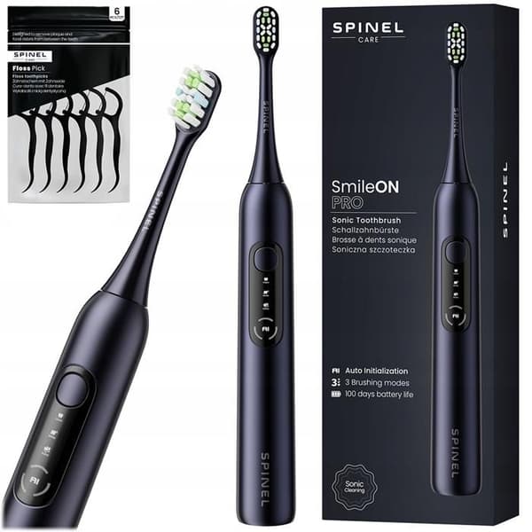 SpinelCare SmileOn PRO Black tandborste + tandpetare