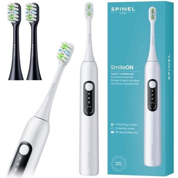 Tandborste SpinelCare SmileOn Vit + 2 svarta munstycken
