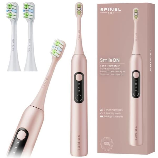 Elektrisk tandborste - SpinelCare - SmileOn Pink - 3 lägen - Snabb laddning Typ-C - 100 dagars batteritid