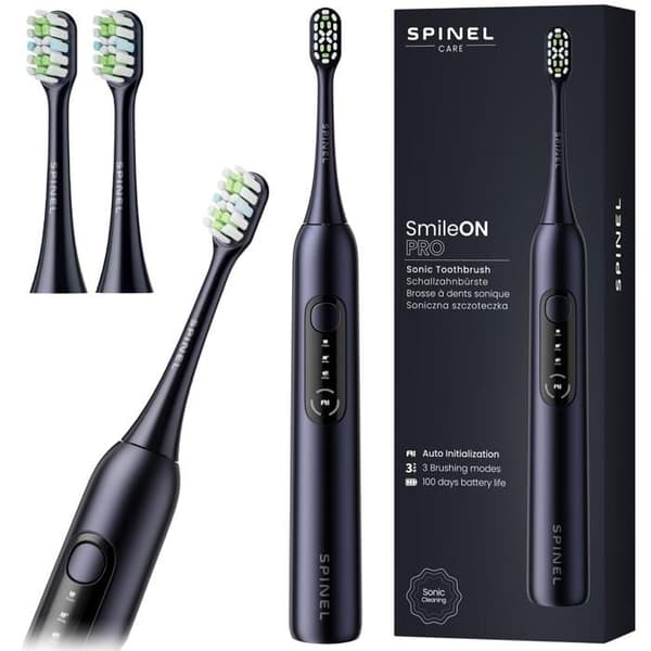 SpinelCare SmileOn PRO Black tandborste + 2 svarta munstycken
