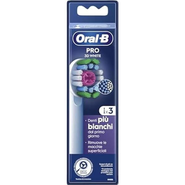 Pro 3D White Replacement Heads - ORAL-B - Paket med 3 - Tar bort fläckar - X-formade borst