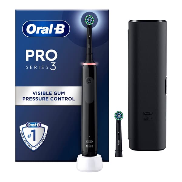 Oral-B Pro 3 3500 eltandborste med tryckkontroll och reseetui - Svart