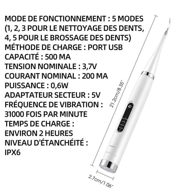 C Elektrisk tandborste 2 i 1 elektrisk dental scaler IPX6 Vattentät 31000 vibrationer per minut Elektrisk tandborste