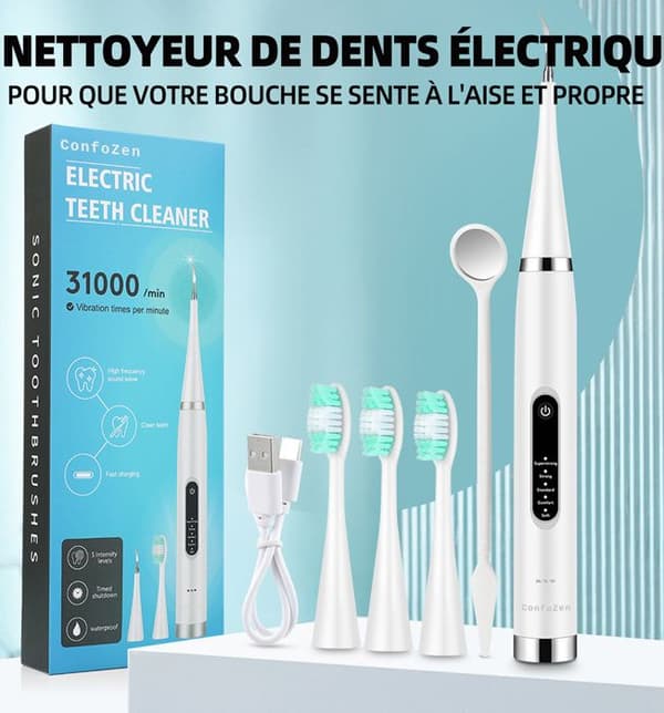 C Elektrisk tandborste 2 i 1 elektrisk dental scaler IPX6 Vattentät 31000 vibrationer per minut Elektrisk tandborste