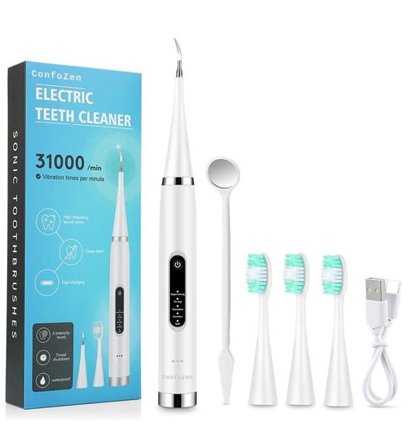 C Elektrisk tandborste 2 i 1 elektrisk dental scaler IPX6 Vattentät 31000 vibrationer per minut Elektrisk tandborste