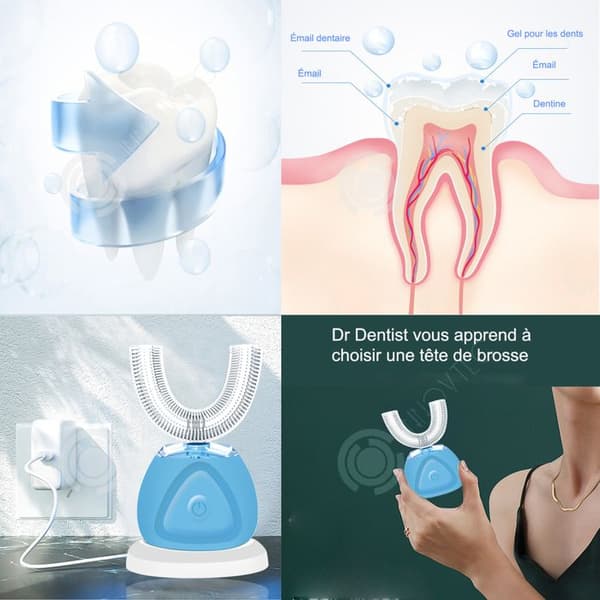 INN U-formad tandborste 6000 akustiska vibrationer per minut 10 dagars kontinuerlig användning Silikon oral irrigator