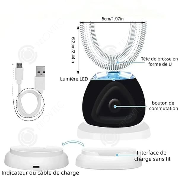 INN U-formad tandborste 6000 akustiska vibrationer per minut 10 dagars kontinuerlig användning Silikon oral irrigator