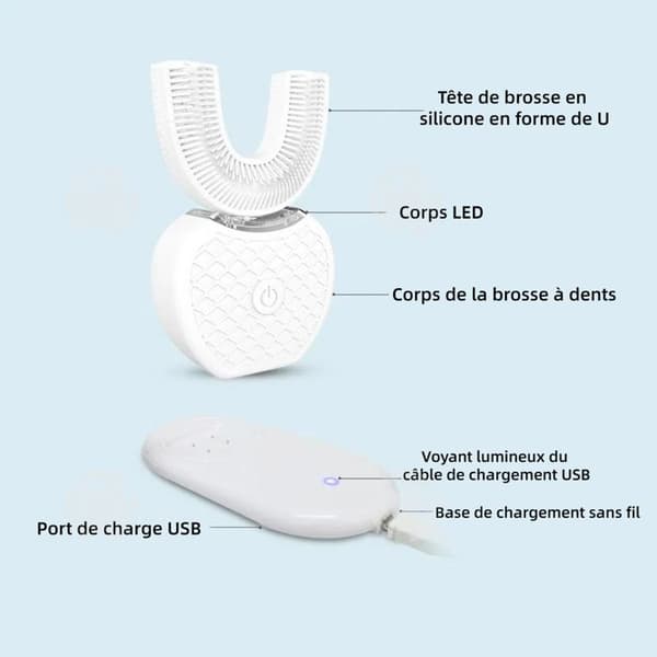 INN U-formad tandborste 4800 akustiska vibrationer per minut 10 dagars kontinuerlig användning Silikon oral irrigator