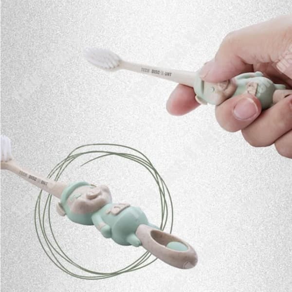 TD® Barntandborste 2 3 år gammal blå gris form mjuk bekväm personlig vård lärande söt växa upp ren