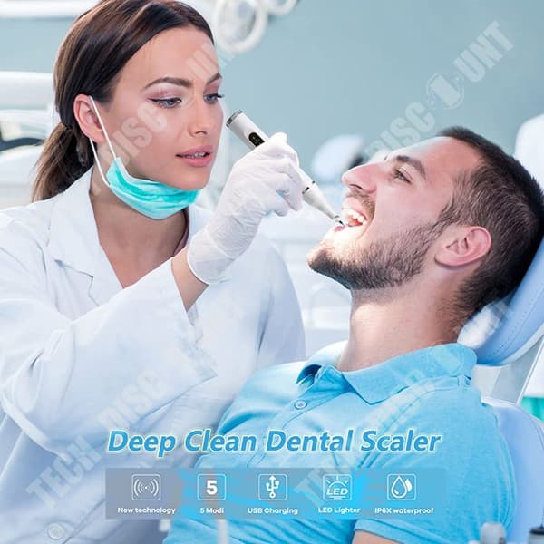 TD® Ultrasonic Tooth Cleaner 5-hastighets vattentät hushållstandrengöringsmedel med lätt elektrisk tandrengöring