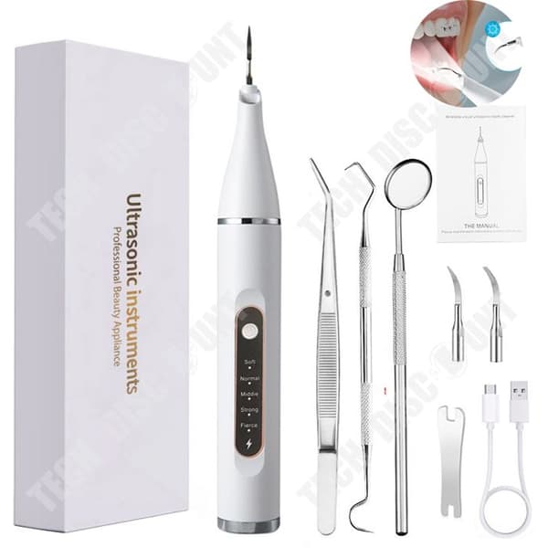 TD® Ultrasonic Tooth Cleaner 5-hastighets vattentät hushållstandrengöringsmedel med lätt elektrisk tandrengöring
