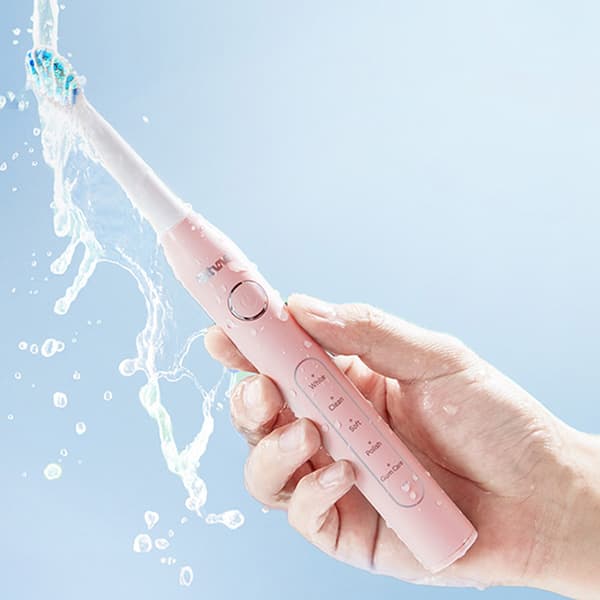 Bitvea Sonic elektrisk tandbørste med 8 tandbørstehoveder - pink/hvid