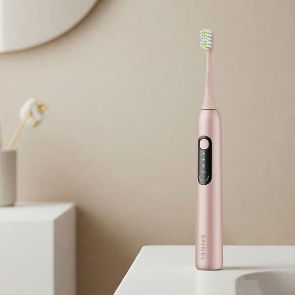 SmileON Spinel Care Elektrisk Tandborste Sonic – 3 Lägen, 6 Huven, Resväska, USB-C – Rosa