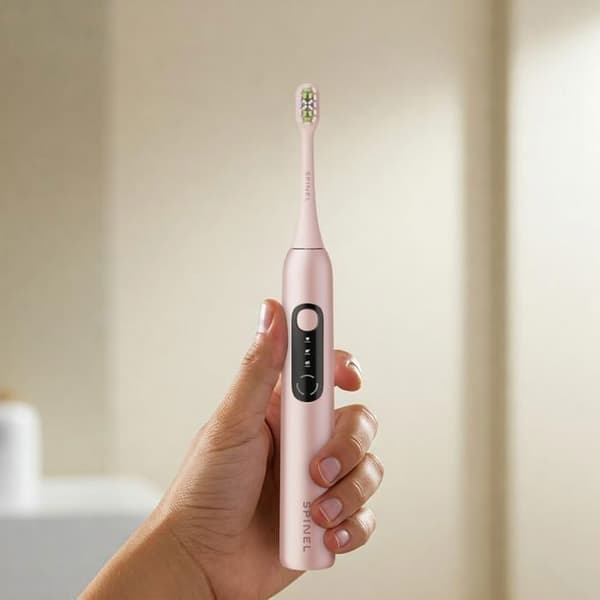 SmileON Spinel Care Elektrisk Tandborste Sonic – 3 Lägen, 6 Huven, Resväska, USB-C – Rosa