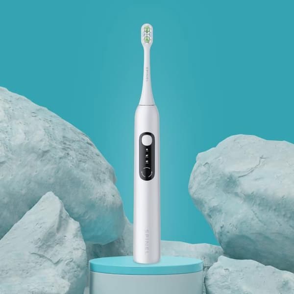 SmileON Spinel Care Elektrisk Tandborste Sonic – 3 Läge, 6 Huvuden, Resväska, USB-C – Vit
