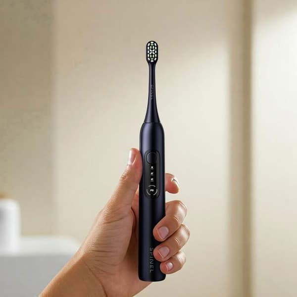 SmileON PRO Spinel Care Elektrisk Tandborste Sonic – 3 Läge, 6 Huvar, Resväska, USB-C – Svart