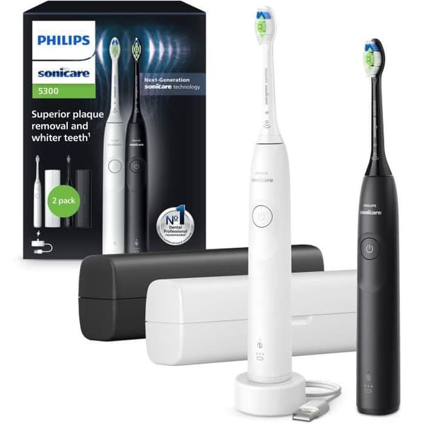 Tandborste - PHILIPS - HX7109/01 - Sonicare - Dubbelhandtag Serie 5300 - Vit & Svart - Elektrisk