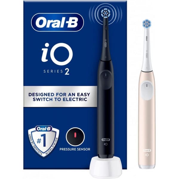 Oral-B iO2 Duo eltandborstpar, svart & rosa