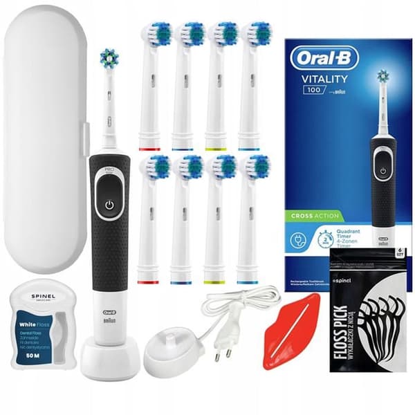 MEGA SET ORAL-B VITALITY 100 TANDBORSTE + HUVUDER FODRAL GÄNGA TILLBEHÖR