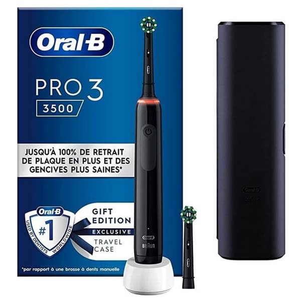 ORAL-B Vitality Pro3 3500 elektrisk tandborste med BRAUN-teknik, svart design, tar bort mer plack än en