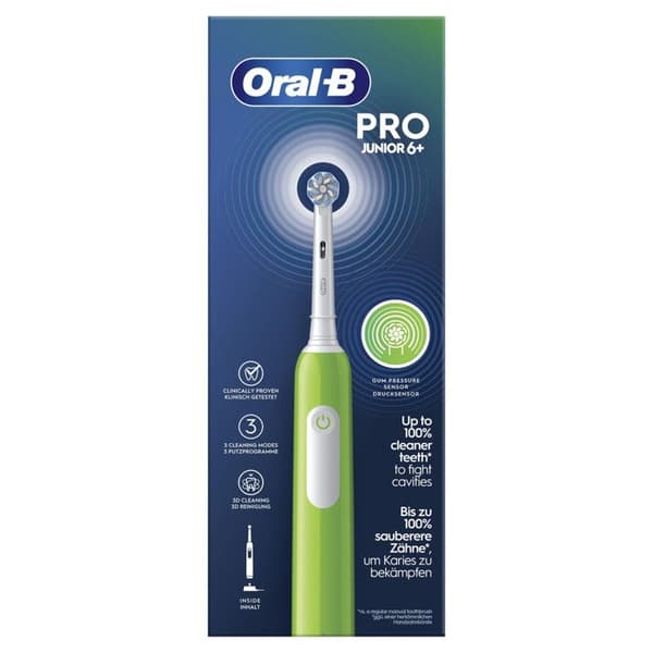 Elektrisk tandborste - Oral-B - Pro Junior - Grön - 3 borstlägen - För barn från 6 år och uppåt