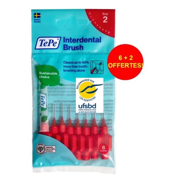 TePe Original Interdentalborstar - TEPE - Röd 0,5 mm ISO 2 - Paket om 8